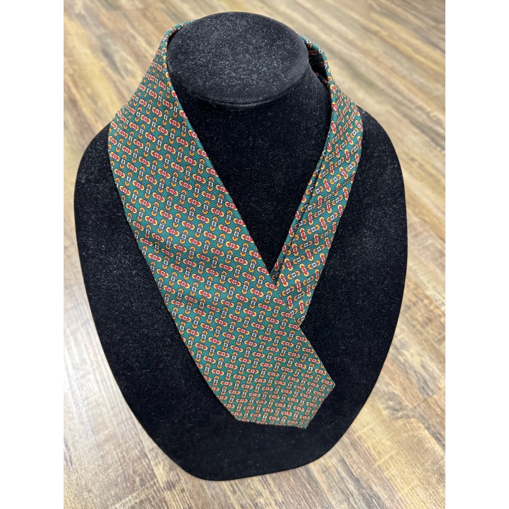 Brooks Brothers Makers Silk Tie Green Geometric Medallion Made‎ in USA Classic